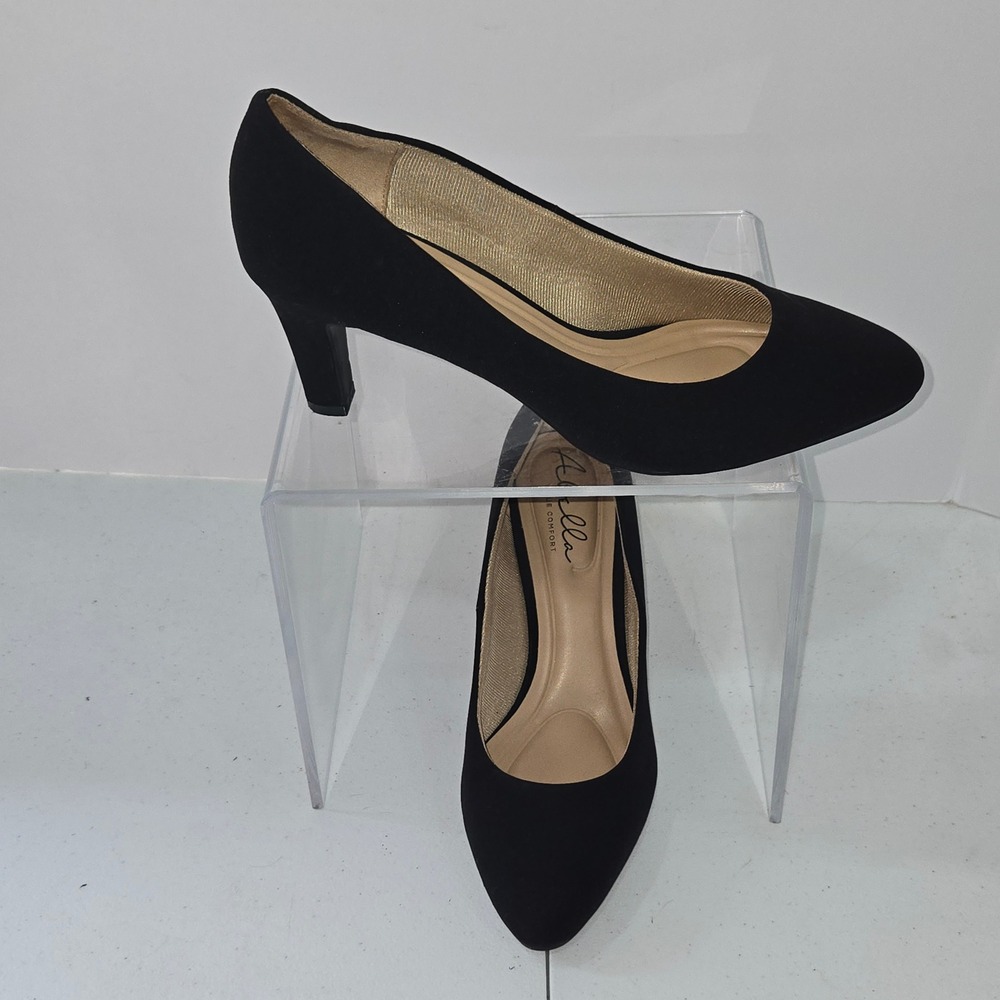 Abella True Comfort Galaxy Black Fabric Pumps Womens Size 10M Mid Heel Shoes
